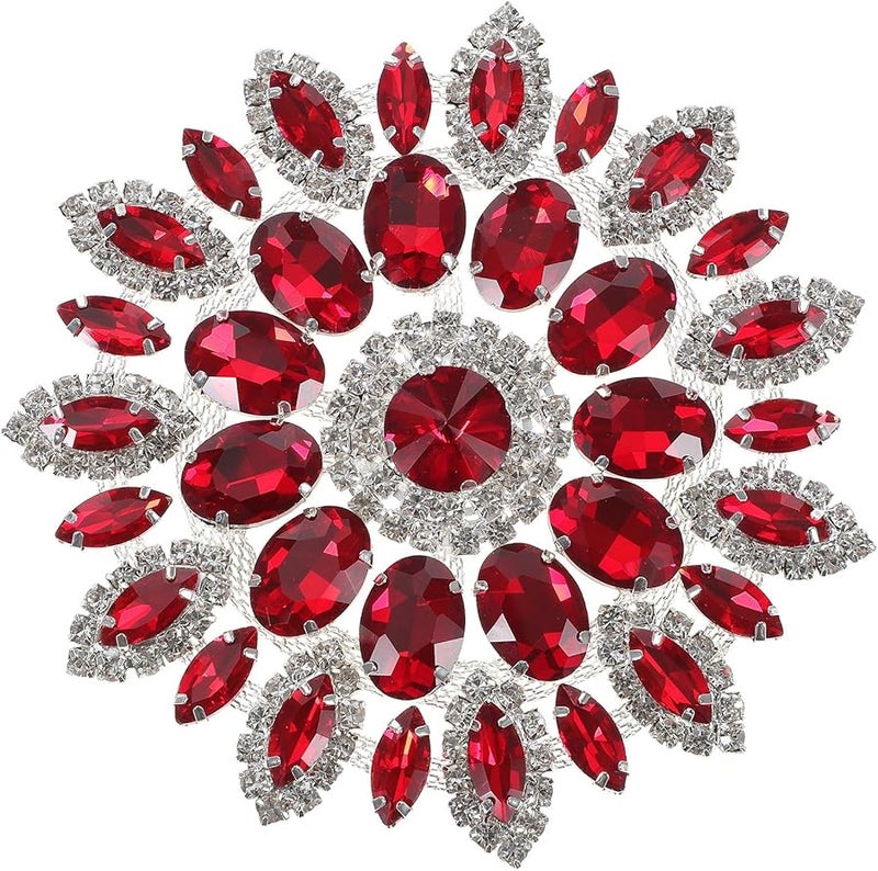 Red Crystal Rhinestone Iron On Patch For DIY Clothing Jackets Coats Accessories - Image 1